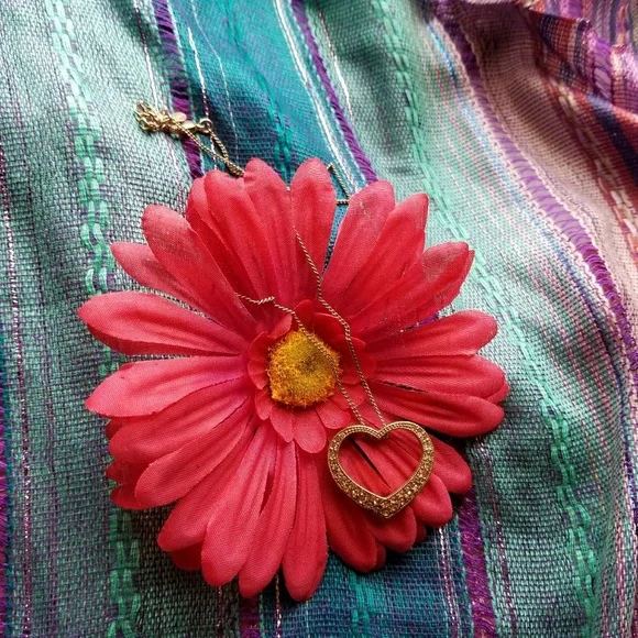 Monet open heart necklace gold tone champagne gem - Picture 2 of 7